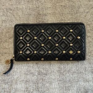 Tory Burch Stud Continental Zip Around Wallet